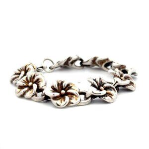 Designer N Thailand Sterling Silver Blooming Flowers‎ Floral 7 ½" Bracelet! 135